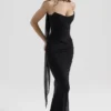 Cassidy Black Mesh Maxi Skirt with Fluted Hem