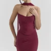 Hallie Cabernet Strapless Corset with Neck Scarf