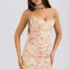 Hallie Honeyflower Print Strapless Corset With Neck Scarf