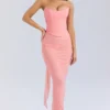 Hallie Peach Strapless Corset With Neck Scarf