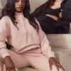 Halo Blush Cotton Fleece-Back Oversized Hoodie