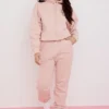 Halo Blush Cotton Fleece-Back Oversized Hoodie