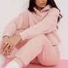 Halo Blush Cotton Fleece-Back Oversized Hoodie