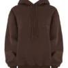Halo Chocolate Cotton Fleece-Back Oversized Hoodie