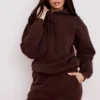 Halo Chocolate Cotton Fleece-Back Oversized Hoodie