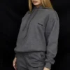Halo Dark Grey Cotton Fleece-Back Oversized Hoodie