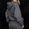 Halo Dark Grey Cotton Fleece-Back Oversized Hoodie