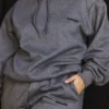 Halo Dark Grey Cotton Fleece-Back Oversized Hoodie
