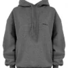 Halo Dark Grey Cotton Fleece-Back Oversized Hoodie