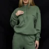 Halo Moss Cotton Fleece-Back Oversized Hoodie