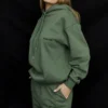 Halo Moss Cotton Fleece-Back Oversized Hoodie