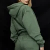 Halo Moss Cotton Fleece-Back Oversized Hoodie