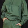 Halo Moss Cotton Fleece-Back Oversized Hoodie