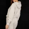 Halo Oatmeal Cotton Fleece-Back Oversized Hoodie