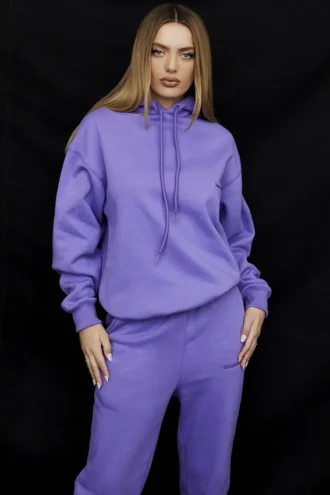 Halo Purple Cotton Fleece-Back Oversized Hoodie