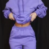 Halo Purple Cotton Fleece-Back Oversized Hoodie