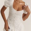 Hameda White Puff Sleeve Mini Dress