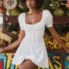 Hameda White Puff Sleeve Mini Dress
