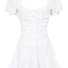 Hameda White Puff Sleeve Mini Dress