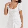 Hameda White Puff Sleeve Mini Dress