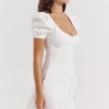 Hameda White Puff Sleeve Mini Dress