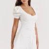 Hameda White Puff Sleeve Mini Dress