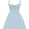 Harriet Bluebell Cotton Halter Mini Dress