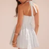 Harriet Bluebell Cotton Halter Mini Dress