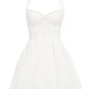 Harriet White Broderie Anglais Halter Mini Dress