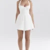 Harriet White Broderie Anglais Halter Mini Dress