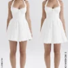 Harriet White Broderie Anglais Halter Mini Dress