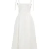 Hattie White Pin Tuck Cotton Midi Sundress