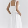 Hattie White Pin Tuck Cotton Midi Sundress
