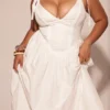Hattie White Pin Tuck Cotton Midi Sundress