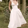 Hattie White Pin Tuck Cotton Midi Sundress