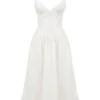 Hattie White Pin Tuck Cotton Midi Sundress