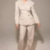 Hayden Beige High Waist Tailored Trousers