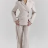 Hayden Beige High Waist Tailored Trousers