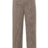 Hayden Brown Puppytooth Wide Leg High Waist Tailored Trousers