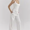 Hayden White Pinstripe High Waist Tailored Trousers