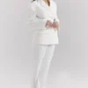 Hayden White Wide Leg High Waist Tailored Trousers