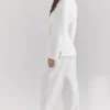 Hayden White Wide Leg High Waist Tailored Trousers