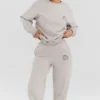 Haze Cloud Cotton Fleece-Back Crew Neck Sweatshirt