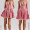 Heidi Red Gingham Cotton Halter Neck Mini Dress