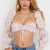 Henrietta Pink Floral Shirred Bralette Top