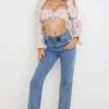 Henrietta Pink Floral Shirred Bralette Top