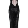 Holly Black Sequin Strapless Bow Dress