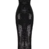 Holly Black Sequin Strapless Bow Dress
