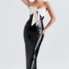 Holly Black Sequin Strapless Bow Dress