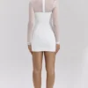Holly White Plunge Mini Dress